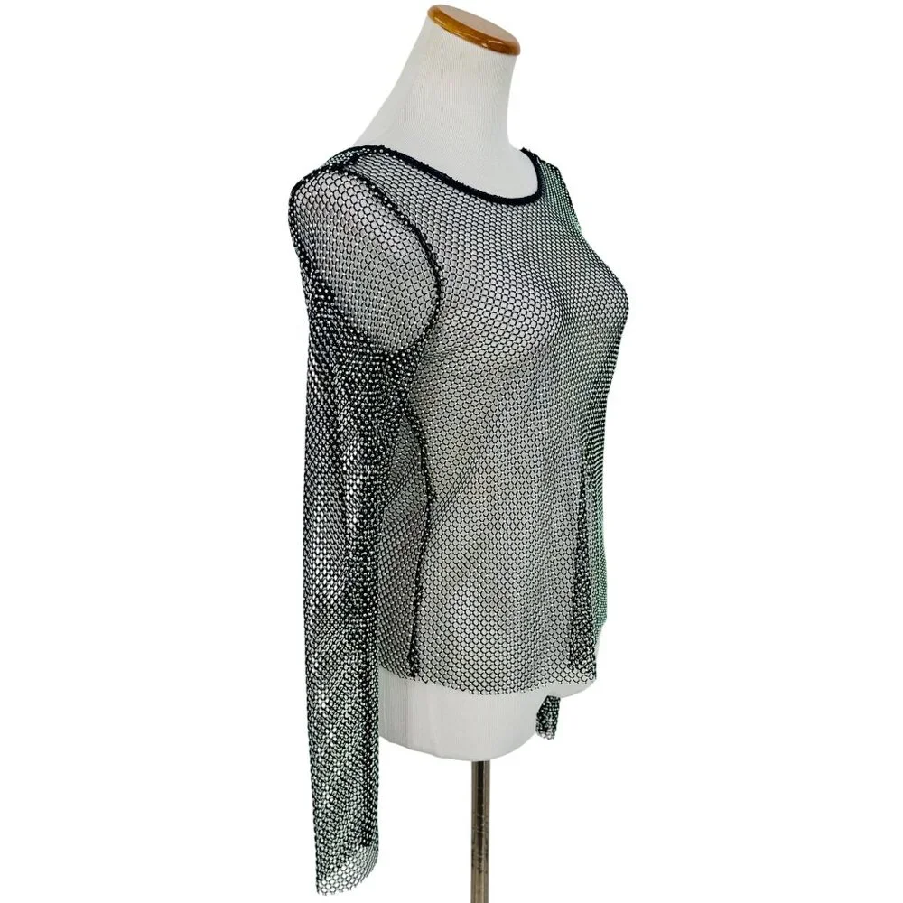 NWT Free People Rhinestone Sheer Mesh Scooped Back Top S| Sirencore Indie Sleaze - Picture 12 of 16